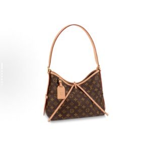 LOUIS VUITTON Carryall PM Classic Monogram Canvas Shopping Tote Bag with Coated Canvas and Cowhide Accents, Double Bag Design, Handheld and Shoulder Tote Bag, Small Size, Women's, Brown Color.