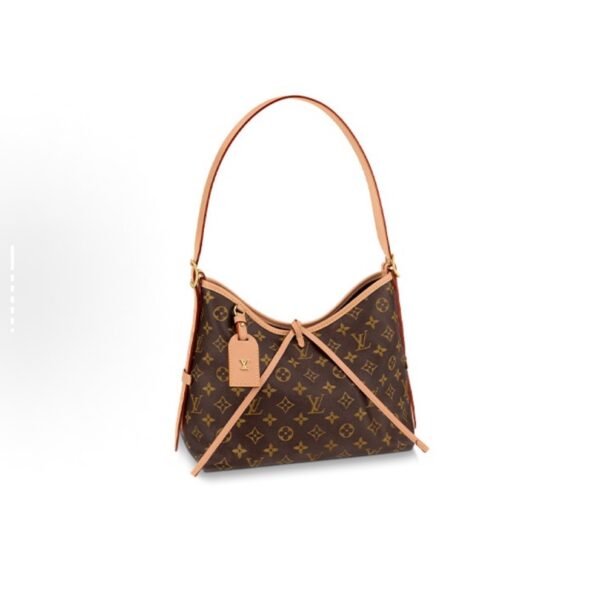 LOUIS VUITTON Carryall PM Classic Monogram Canvas Shopping Tote Bag with Coated Canvas and Cowhide Accents, Double Bag Design, Handheld and Shoulder Tote Bag, Small Size, Women's, Brown Color.