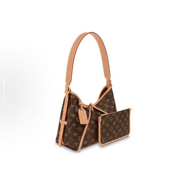 LOUIS VUITTON Carryall PM Classic Monogram Canvas Shopping Tote Bag with Coated Canvas and Cowhide Accents, Double Bag Design, Handheld and Shoulder Tote Bag, Small Size, Women's, Brown Color. - 图片 2