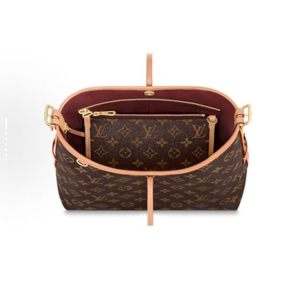 LOUIS VUITTON Carryall PM Classic Monogram Canvas Shopping Tote Bag with Coated Canvas and Cowhide Accents, Double Bag Design, Handheld and Shoulder Tote Bag, Small Size, Women's, Brown Color. - 图片 5